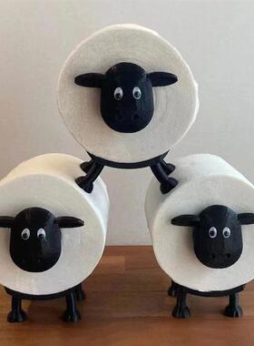1-4Pcs Black Sheep Stackable Toilet Roll Holder Resin Cute S