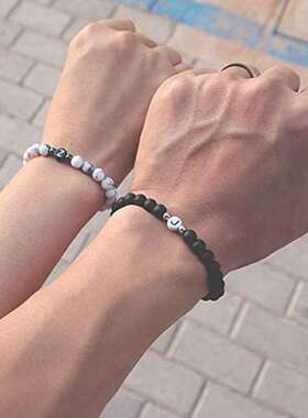 6MM white turquoise beaded letter brlet mens couple hand or