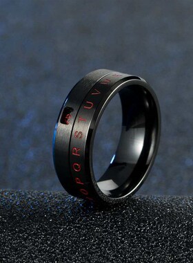 Titanium steel rotatable digital ring thousand wind new lett