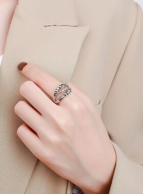 Anti Anxiety Ring with Beads, Fidget Peace Rings Double Holl