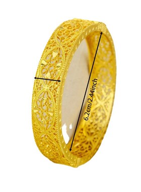 1/2/4Pcs中东金色镀金手镯阿拉伯首饰婚礼新娘珠宝非洲生日礼物埃