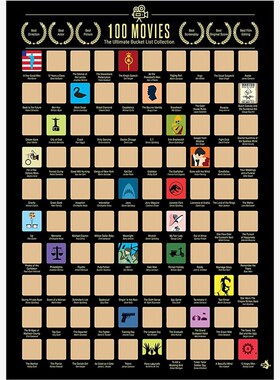 Poster Scratch Off Top 100 Movies  Bucket List Couple Gift