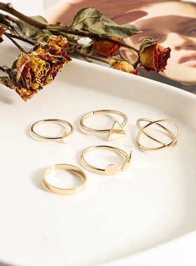 Alloy Joint Rings Geometric Triangle Circular Piece Rings Se