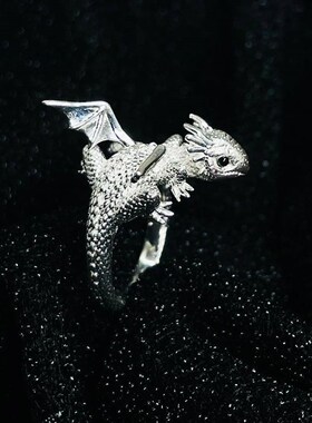 Vintage Dark Dragon Opening Rings for Men Women Cute Animal
