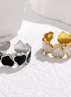 Vintage Stainless Steel White Dripping Oil Opening Ring for