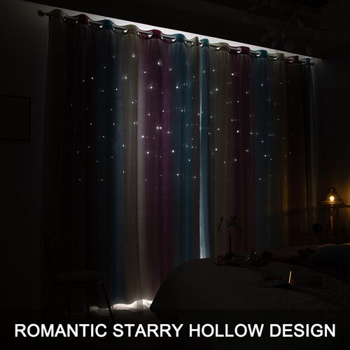 Shiny Stars Children Cloth Curtains Colorful Double Layer St - 图1