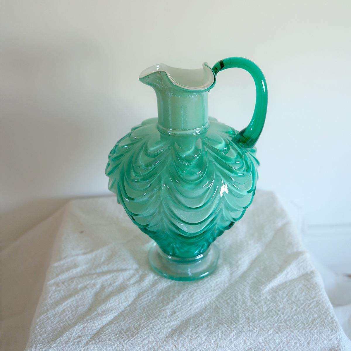 中古风格绿色帷幔单耳水升花瓶 水罐家居装饰摆件,淘宝优惠券,粉丝福利购,淘宝优惠卷