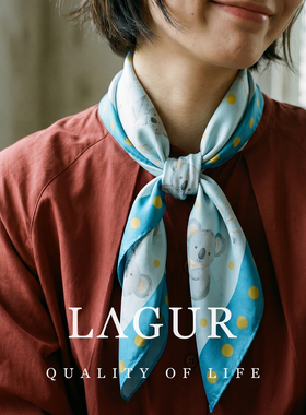 Lagur100%真丝方形丝巾考拉插画