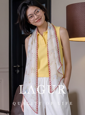 Lagur桑蚕丝长条丝巾可爱领巾女
