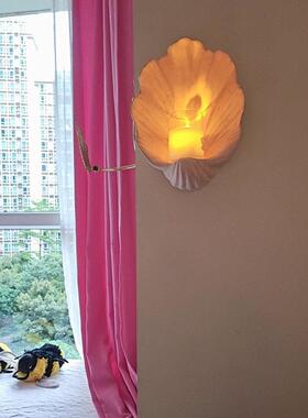 北欧轻奢创意贝壳窄壁法挂烛台壁饰GQG式客厅店酒玄关小挂墙面装