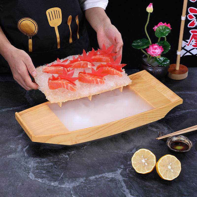 刺身盘冰盘密胺盘子鱼生冰板日式三文鱼海鲜拼盘寿司船盛台干冰船,淘宝优惠券,粉丝福利购,淘宝优惠卷