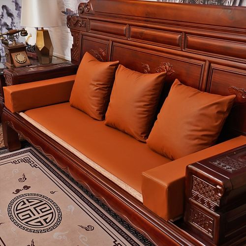 红木沙发垫四季通用面防滑高档中式实木椅子坐垫皮垫凉席定制 - 图1
