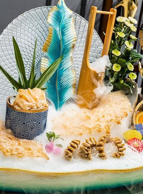 酒店餐厅创意刺身装饰品摆件刺身摆盘装饰中式点缀创意摆件雅艺轩