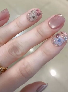 24pcs/sest Short Medium fake nails for women girls colorful