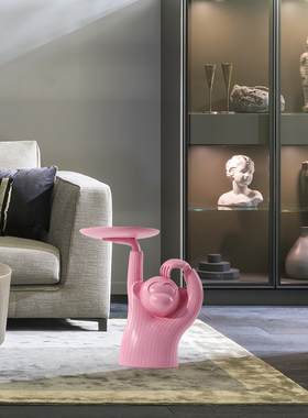 现代简约创意猕猴托盘落地雕塑艺术品餐厅酒店会所大堂端景台摆件