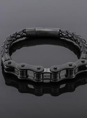 Personality Fashion Punk Metal Motorcycle Chain Braided Leat