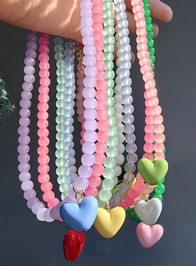 ZX Handmade Transparent Beaded Chain Short Chokers for Women