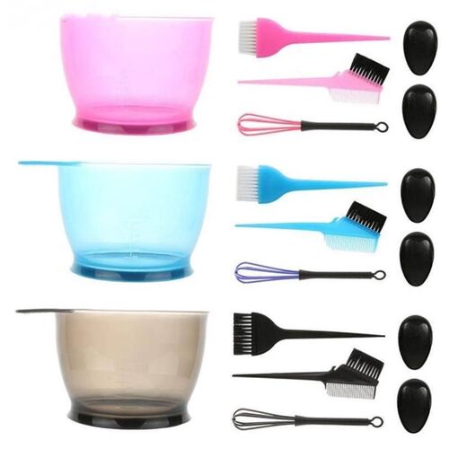 5PCS Hair Dye Color Brush Bowl Set with Ear Caps Dye Mixer H - 图0