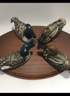 木鸭子创意客厅装饰品木制鸭子摆件一对姻缘卧室手工鸭子摆设