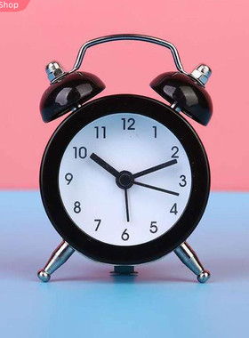 Cute Mini Metal Round Alarm Clock Desk Table Electronic Digi