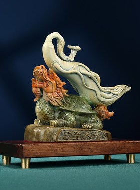 人生如意摆件龙龟人参如意富贵人生客厅玄关电视柜装饰吉祥物礼品