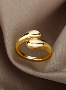 Stainless Steel Smooth Double Ball Beads Rings For Women 202
