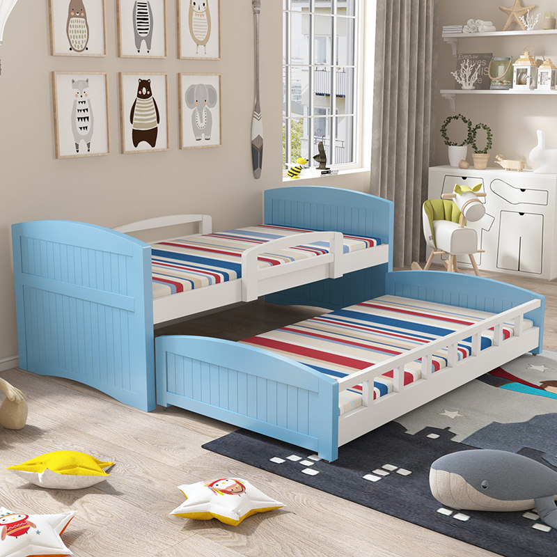 实木拖床抽拉床子母床拖床高低床带拖床推拉床伸缩床儿童床上下床,淘宝优惠券,粉丝福利购,淘宝优惠卷
