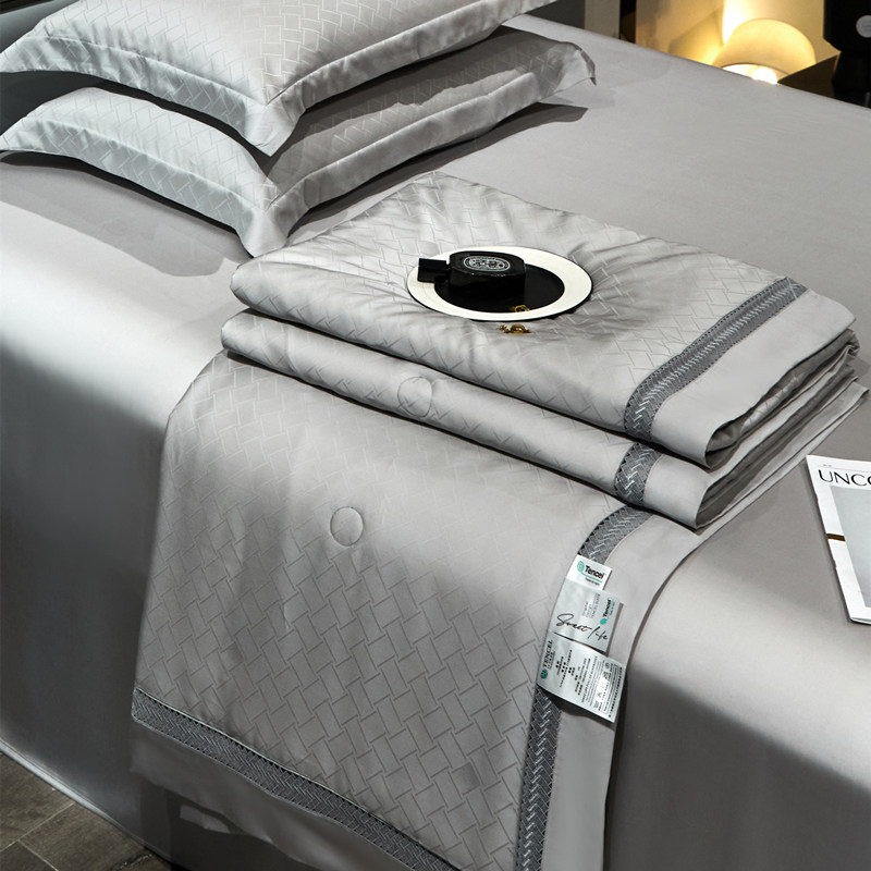 夏季200支天丝夏凉被四件蚕丝镂空单人可水洗凉感空调被薄被,淘宝优惠券,粉丝福利购,淘宝优惠卷