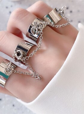 Punk Cool Hiphop Chain Rings Multi-layer Adjustable Open Fin