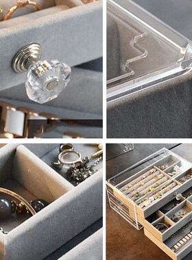 Acrylic Organizers Velvet Three-Layer Jewellery Storage Box
