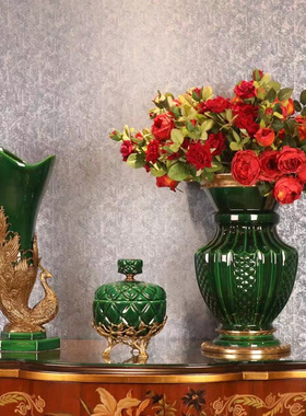 茱莉安法式复古陶瓷镶铜艺术多功能桌面盖盒茶几装饰摆件工艺品