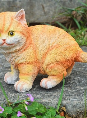 花园小摆件 庭院装饰树脂工艺品家居饰品创意卡通动物小橘猫摆件