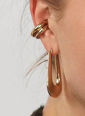 Unique Fake Piercing Metal Ear Clips Asymmetry Round Cartila