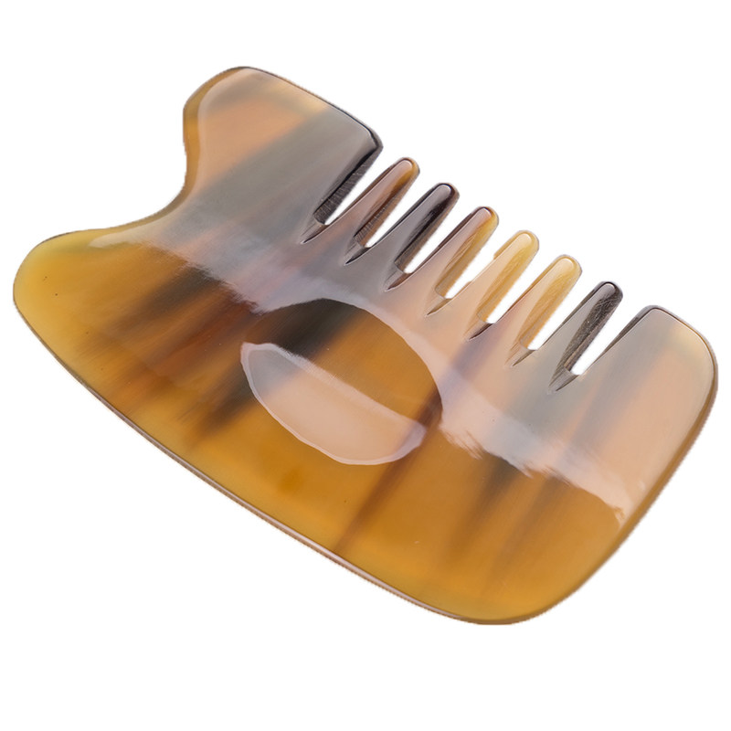 天然黄水牛角梳六齿经络梳刮痧板大号头部按摩防脱发白发宽齿梳子,淘宝优惠券,粉丝福利购,淘宝优惠卷