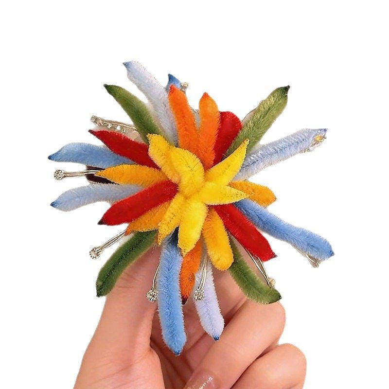 新年扭扭棒彩色烟花发夹女2026新款氛围感侧边刘海夹节日发卡头饰,淘宝优惠券,粉丝福利购,淘宝优惠卷