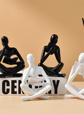 亚马逊爆款抽象看书人物雕像家居客厅书架桌面树脂工艺品装饰摆件