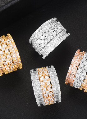 Missvikki 2023 New Gorgeous Wide Rings Cubic Zircon Crystal