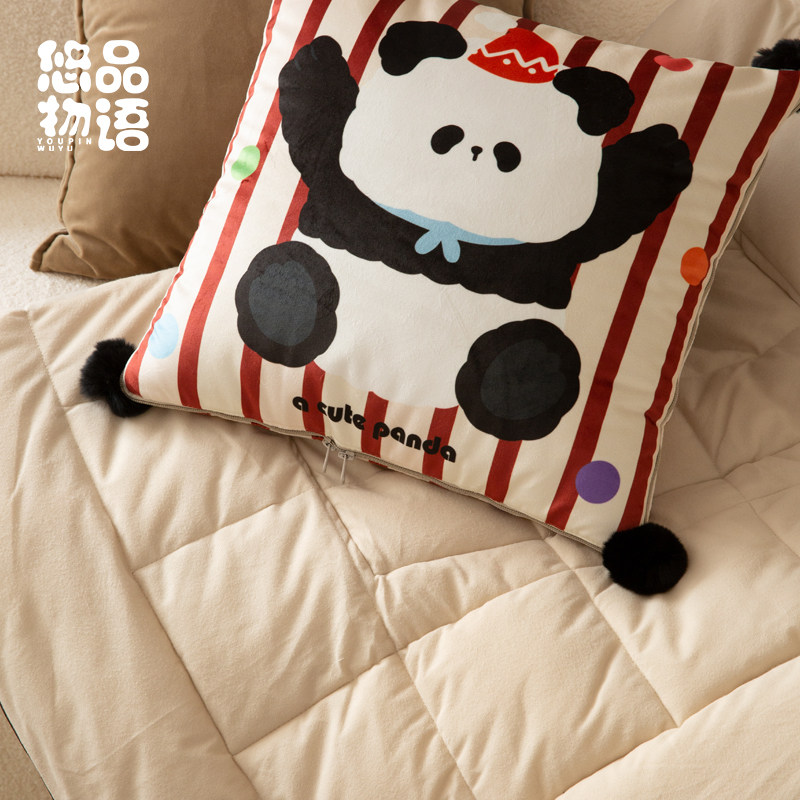 熊猫团子新年红色喜庆抱枕被两用枕头毯子二合一车载办公室午睡被,淘宝优惠券,粉丝福利购,淘宝优惠卷