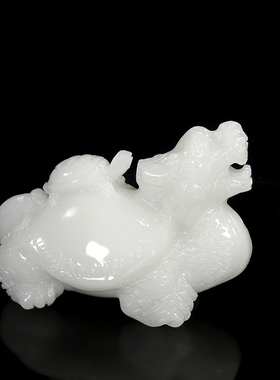 天然玉石龙龟摆件汉白玉母子龟家具客厅家居办公室玄关装饰品摆件