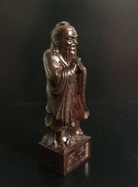 越南沉香木雕 孔子 雕像人物摆件孔夫子像家居客厅装饰木质工艺品