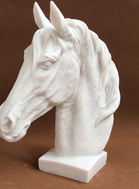 白色马头摆件开业礼品客厅装饰品摆件书房办公室桌面工艺品摆设