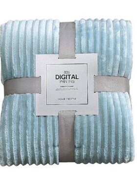 Wide Striped Solid Blanket Flannel Fleece Soft Adult Bed