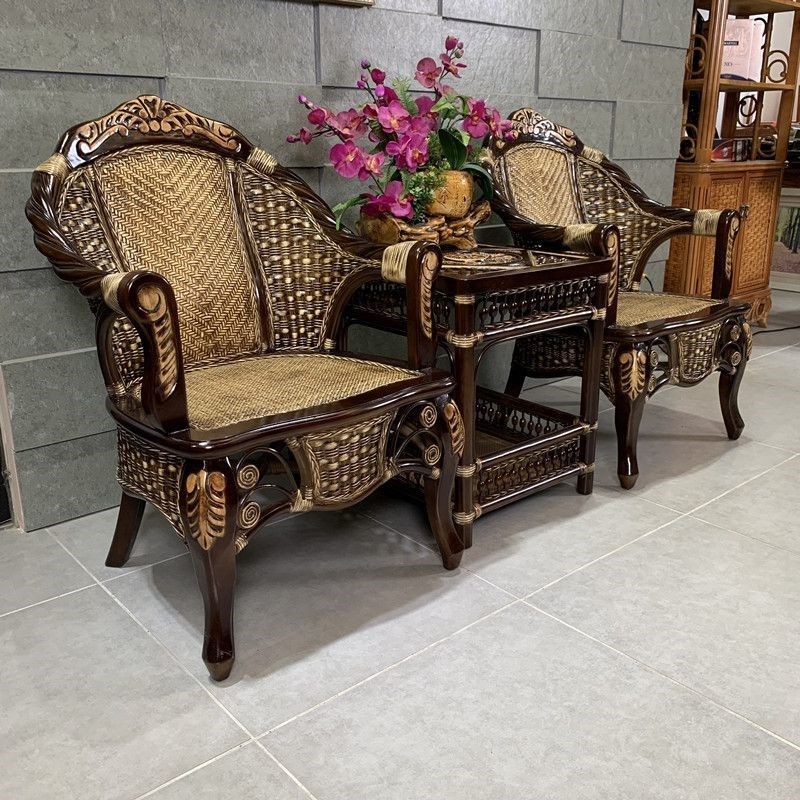 新款复古中式高端藤椅三件阳台天然真藤编阳台休闲藤椅,淘宝优惠券,粉丝福利购,淘宝优惠卷