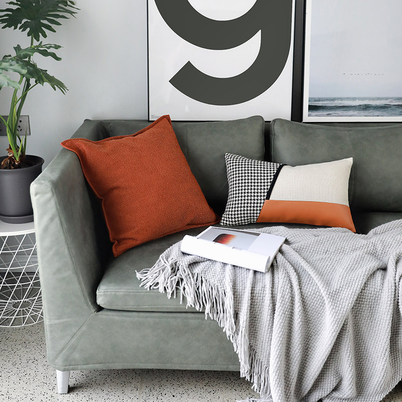 现代样板间软装客厅沙发皮拼接小腰枕单椅靠垫办公室腰靠床上抱枕,淘宝优惠券,粉丝福利购,淘宝优惠卷
