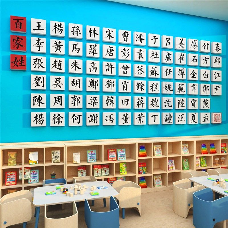 百家姓环创硬笔字书法教室布置装饰托管班级文化培训机构墙面贴纸,淘宝优惠券,粉丝福利购,淘宝优惠卷
