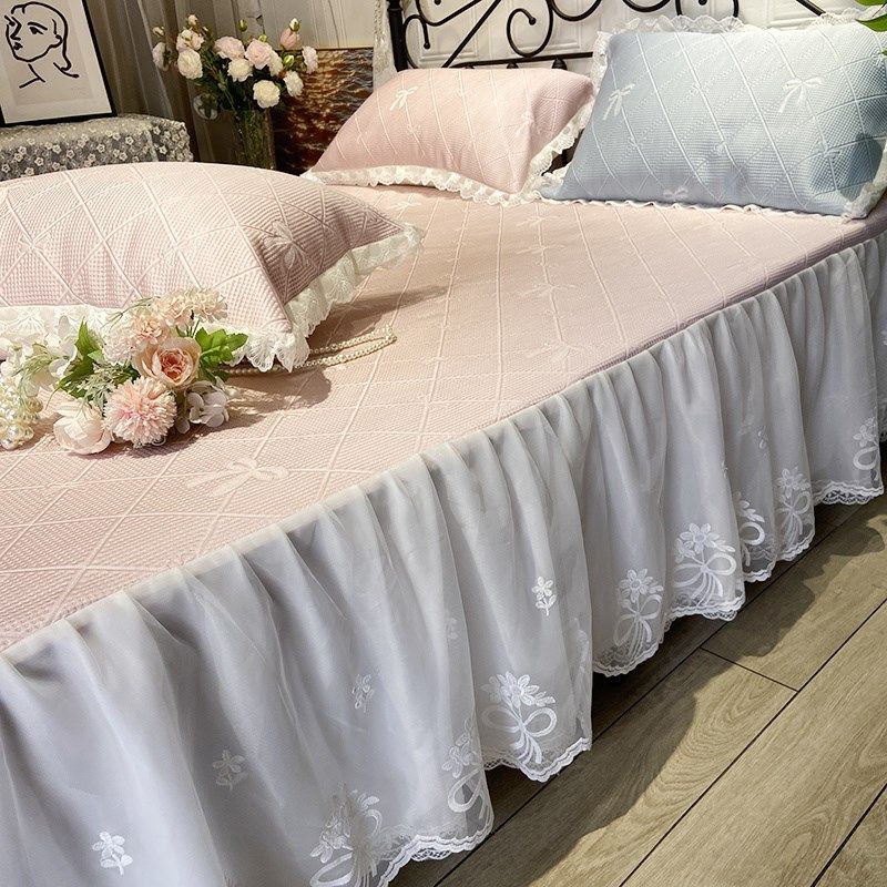 夏季冰丝凉席三件可机洗公主风床裙高端冰豆豆空调凉席子20新款,淘宝优惠券,粉丝福利购,淘宝优惠卷