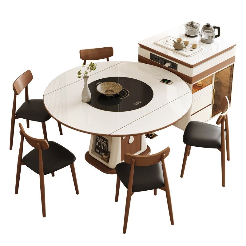 岩板岛台餐桌一体移动岛台茶桌可伸缩变圆桌家用多功能电磁炉圆桌,淘宝优惠券,粉丝福利购,淘宝优惠卷