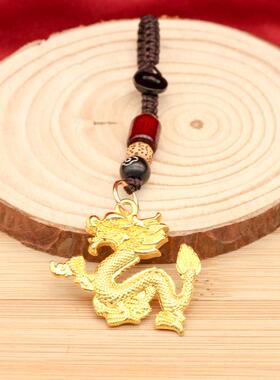 可活动小金龙摆件活动龙收藏装饰生肖金色龙手把件工艺品礼品
