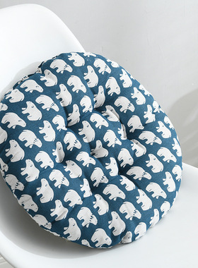 Office Chair Cushion Thicken Round Linen Seat Cushions For B