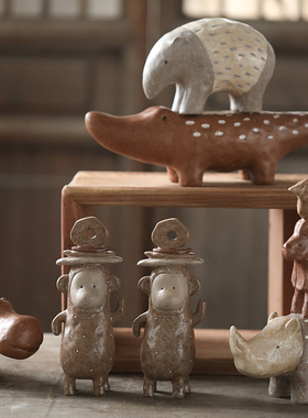 创意树脂手工动物博古架摆件复古客厅玄关酒柜摆设家居饰品工艺品